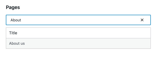 Filtered WordPress pages list showing About us