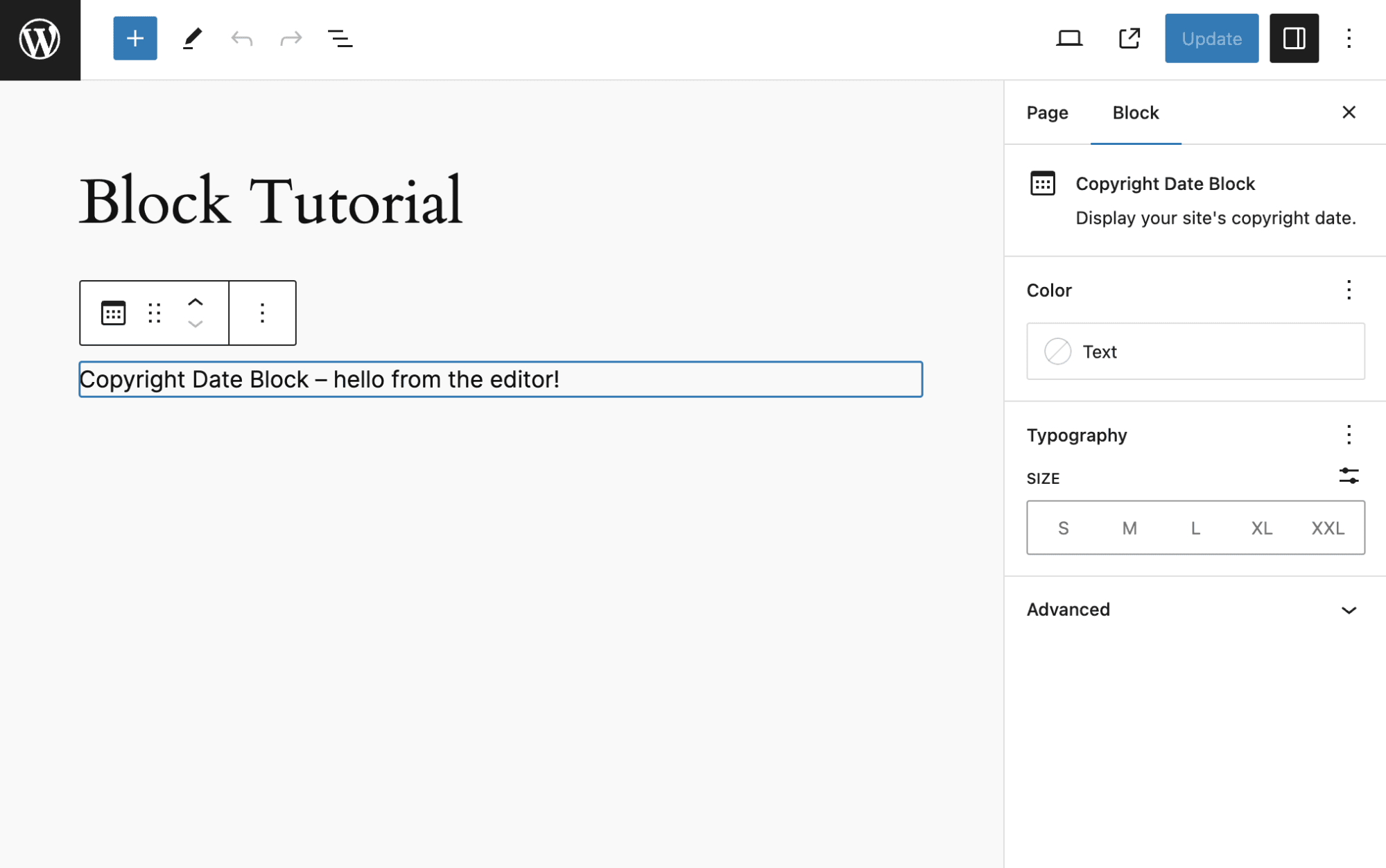 The block in the Editor a custom icon