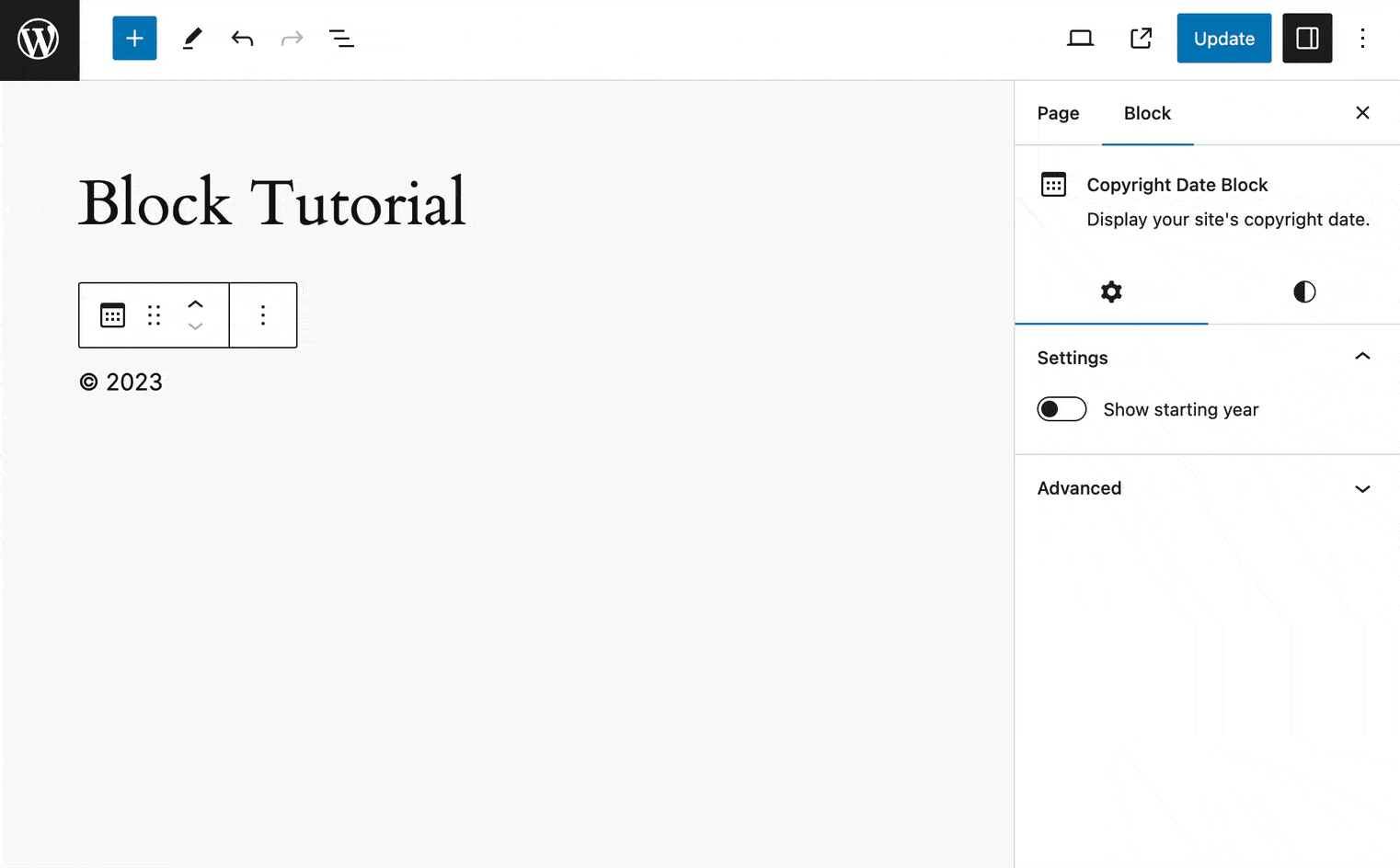 A live look at editing the new Show Starting Year toggle in the Settings Sidebar