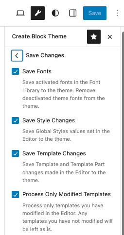 Create Block Theme 插件：保存更改 第 1 部分