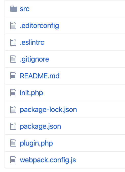 Project directory listing with configuration and source files