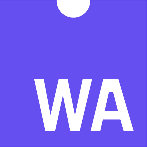 WebAssembly 徽标。一个紫色方块，右下角有白色的 WA 字母。