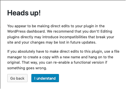 Edit Plugins warning