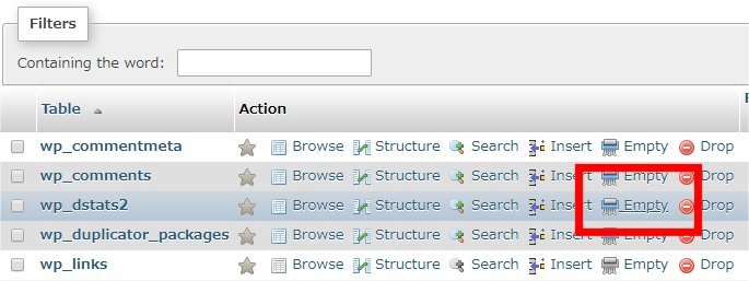 Clicking the “Empty” button